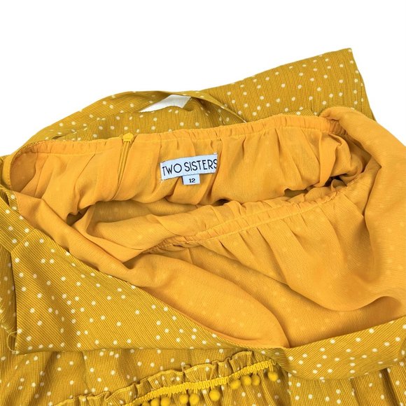 TWO SISTERS Mustard Polka Dot Midi Summer Dress - Picture 5 of 8